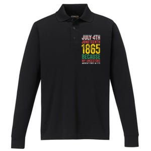 1865 Is Freedom Day My Ancestors Not Free In 1776 Juneteenth Performance Long Sleeve Polo