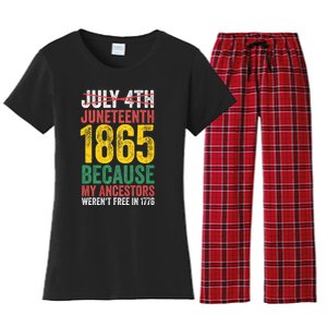 1865 Is Freedom Day My Ancestors Not Free In 1776 Juneteenth Women's Flannel Pajama Set