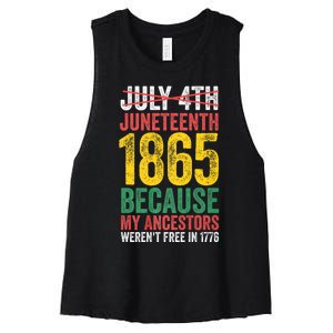 1865 Is Freedom Day My Ancestors Not Free In 1776 Juneteenth Women's Racerback Cropped Tank