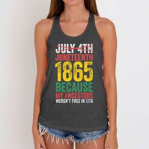 1865 Is Freedom Day My Ancestors Not Free In 1776 Juneteenth Women's Knotted Racerback Tank