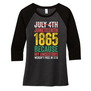 1865 Is Freedom Day My Ancestors Not Free In 1776 Juneteenth Women's Tri-Blend 3/4-Sleeve Raglan Shirt