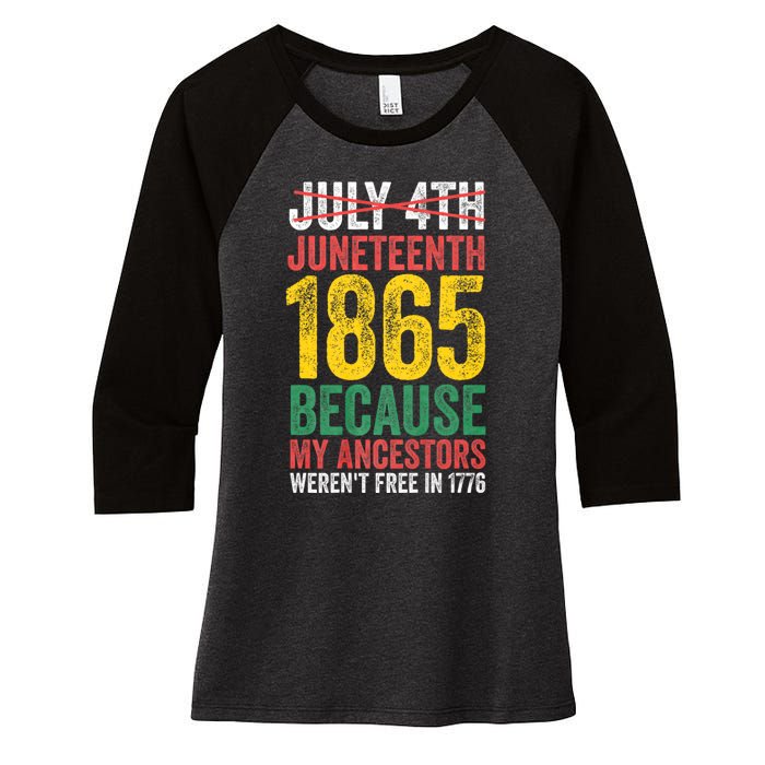 1865 Is Freedom Day My Ancestors Not Free In 1776 Juneteenth Women's Tri-Blend 3/4-Sleeve Raglan Shirt