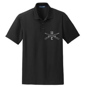 11c Infantry Mortarman Crossed Rifles Dry Zone Grid Polo