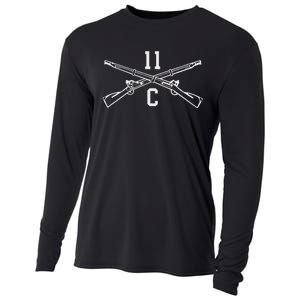 11c Infantry Mortarman Crossed Rifles Cooling Performance Long Sleeve Crew