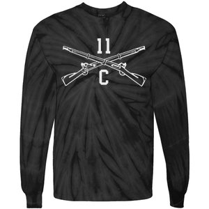 11c Infantry Mortarman Crossed Rifles Tie-Dye Long Sleeve Shirt