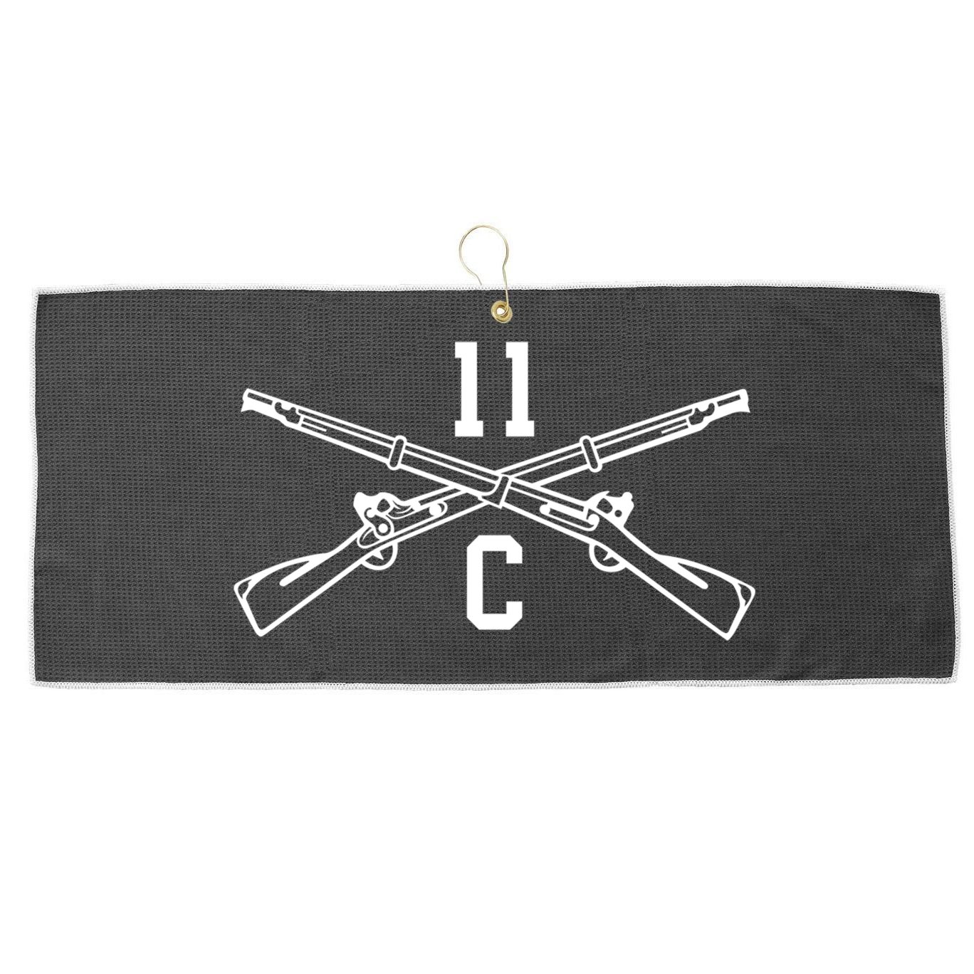 11c Infantry Mortar Crossed Rifles Gift Large Microfiber Waffle Golf Towel