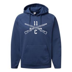 11c Infantry Mortar Crossed Rifles Gift Performance Fleece Hoodie