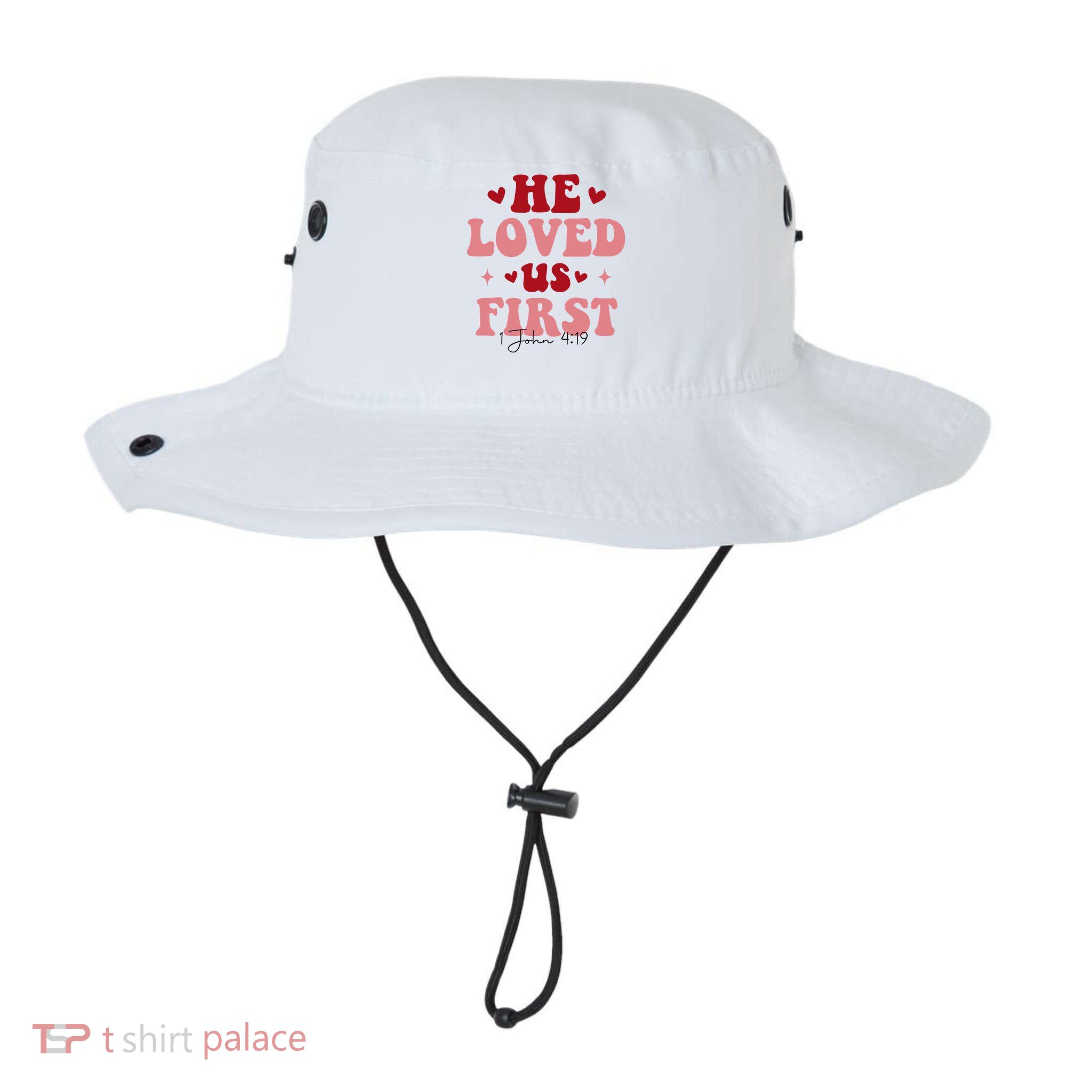 1 John 4 19 He Loved Us First Bucket Hat