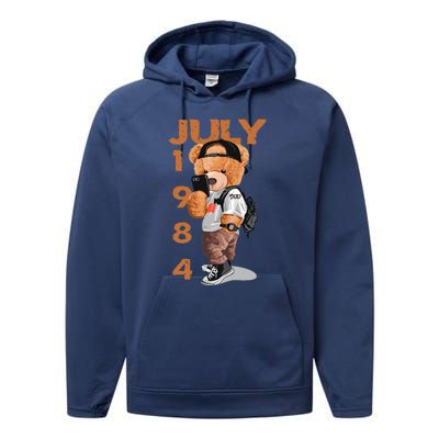 1984 July Born In Performance Fleece Hoodie