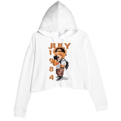 1984 July Born In Crop Fleece Hoodie