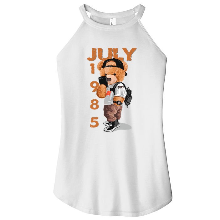 1985 July Born In Women's Perfect Tri Rocker Tank
