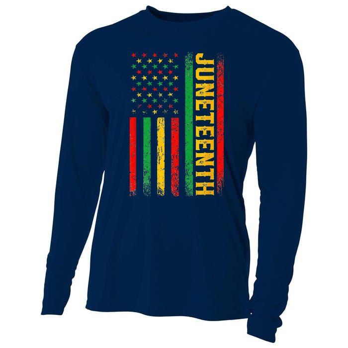 1865 Juneteenth Black History American Flag African Cooling Performance Long Sleeve Crew