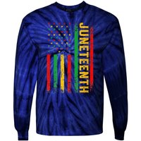 1865 Juneteenth Black History American Flag African Tie-Dye Long Sleeve Shirt