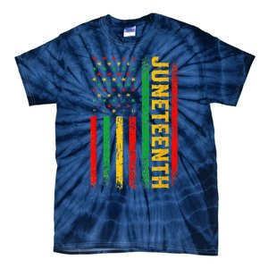 1865 Juneteenth Black History American Flag African Tie-Dye T-Shirt