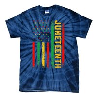 1865 Juneteenth Black History American Flag African Tie-Dye T-Shirt