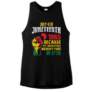 1865 Junenth Because My Ancestors WerenT Free In 1776 Cute Gift Ladies PosiCharge Tri-Blend Wicking Tank