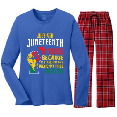 1865 Junenth Because My Ancestors WerenT Free In 1776 Cute Gift Women's Long Sleeve Flannel Pajama Set 