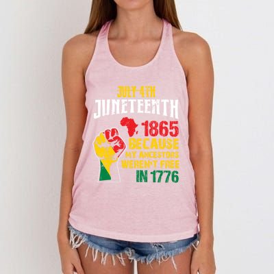 1865 Junenth Because My Ancestors WerenT Free In 1776 Cute Gift Women's Knotted Racerback Tank