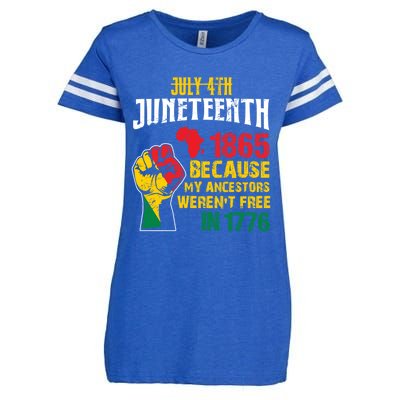 1865 Junenth Because My Ancestors WerenT Free In 1776 Cute Gift Enza Ladies Jersey Football T-Shirt