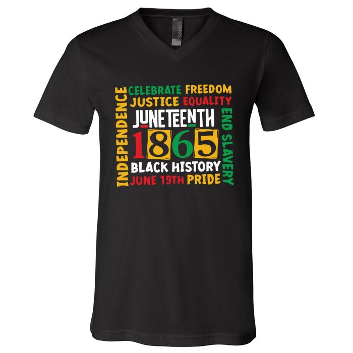 1865 Juneteenth Black History Juneteenth 1865 V-Neck T-Shirt