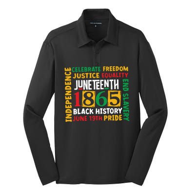 1865 Juneteenth Black History Juneteenth 1865 Silk Touch Performance Long Sleeve Polo