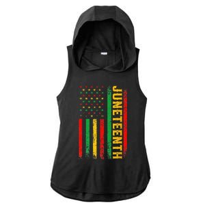 1865 Juneteenth Black History American Flag African Ladies PosiCharge Tri-Blend Wicking Draft Hoodie Tank