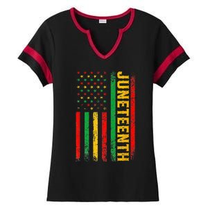 1865 Juneteenth Black History American Flag African Ladies Halftime Notch Neck Tee