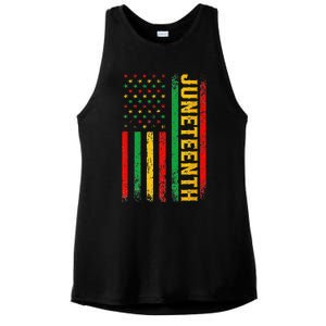 1865 Juneteenth Black History American Flag African Ladies PosiCharge Tri-Blend Wicking Tank