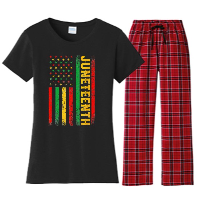 1865 Juneteenth Black History American Flag African Women's Flannel Pajama Set