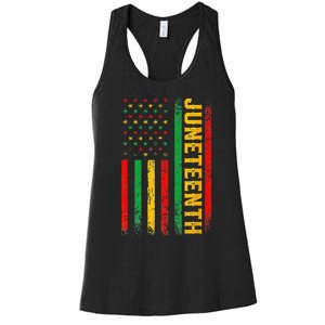 1865 Juneteenth Black History American Flag African Women's Racerback Tank