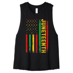 1865 Juneteenth Black History American Flag African Women's Racerback Cropped Tank