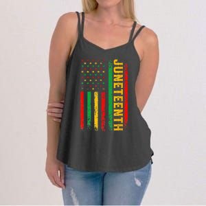 1865 Juneteenth Black History American Flag African Women's Strappy Tank