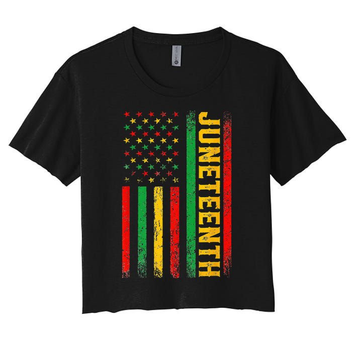 1865 Juneteenth Black History American Flag African Women's Crop Top Tee