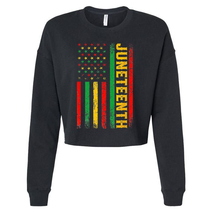 1865 Juneteenth Black History American Flag African Cropped Pullover Crew