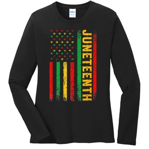 1865 Juneteenth Black History American Flag African Ladies Long Sleeve Shirt