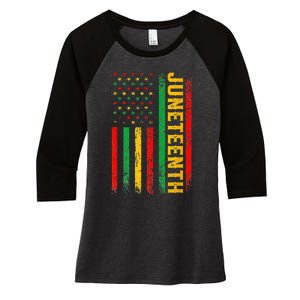 1865 Juneteenth Black History American Flag African Women's Tri-Blend 3/4-Sleeve Raglan Shirt