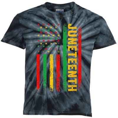 1865 Juneteenth Black History American Flag African Kids Tie-Dye T-Shirt