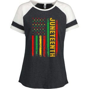 1865 Juneteenth Black History American Flag African Enza Ladies Jersey Colorblock Tee