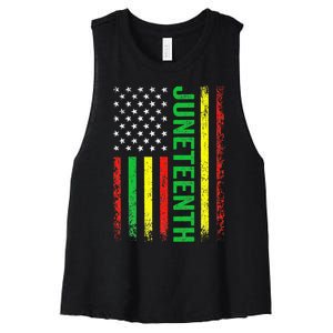 1865 Juneteenth Black History American Flag African Women's Racerback Cropped Tank