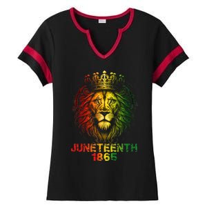 1865 Juneteenth Celebrate Lion African American Freedom Day Ladies Halftime Notch Neck Tee