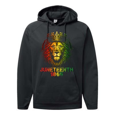 1865 Juneteenth Celebrate Lion African American Freedom Day Performance Fleece Hoodie