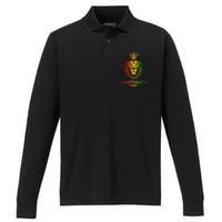 1865 Juneteenth Celebrate Lion African American Freedom Day Performance Long Sleeve Polo