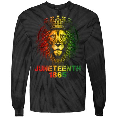 1865 Juneteenth Celebrate Lion African American Freedom Day Tie-Dye Long Sleeve Shirt