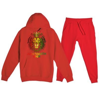 1865 Juneteenth Celebrate Lion African American Freedom Day Premium Hooded Sweatsuit Set