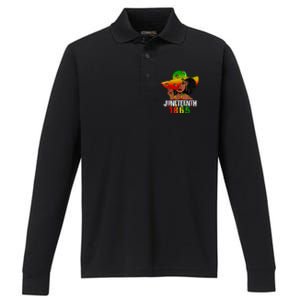 1865 Juneteenth Celebrate African American Freedom Day Performance Long Sleeve Polo