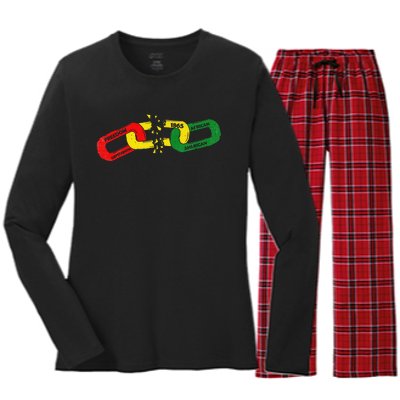 1865 Juneteenth Celebrate African American Freedom Day Women's Long Sleeve Flannel Pajama Set 