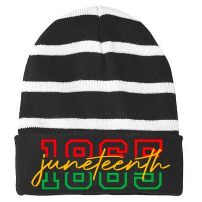 1865 Juneteenth Celebrate African American Freedom Day Women Striped Beanie with Solid Band