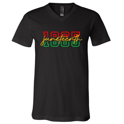 1865 Juneteenth Celebrate African American Freedom Day Women Men V-Neck T-Shirt