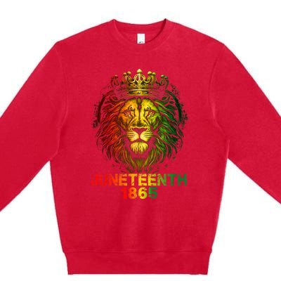 1865 Juneteenth Celebrate Lion African American Freedom Day Premium Crewneck Sweatshirt