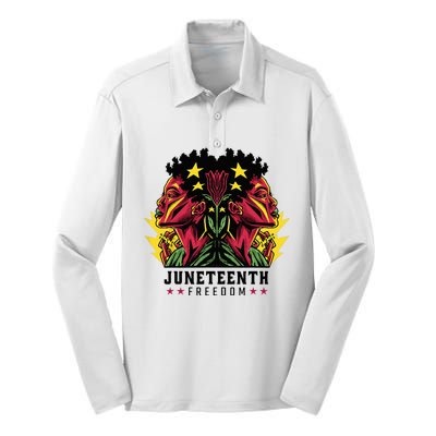 1865 Junenth Celebrate African American Freedom Day Silk Touch Performance Long Sleeve Polo